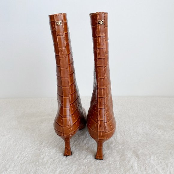 Sam Edelman NWOT women's Lolita Leather Pull-on Ankle Boot, Crocodile, Brown 7.5 - Picture 4 of 9